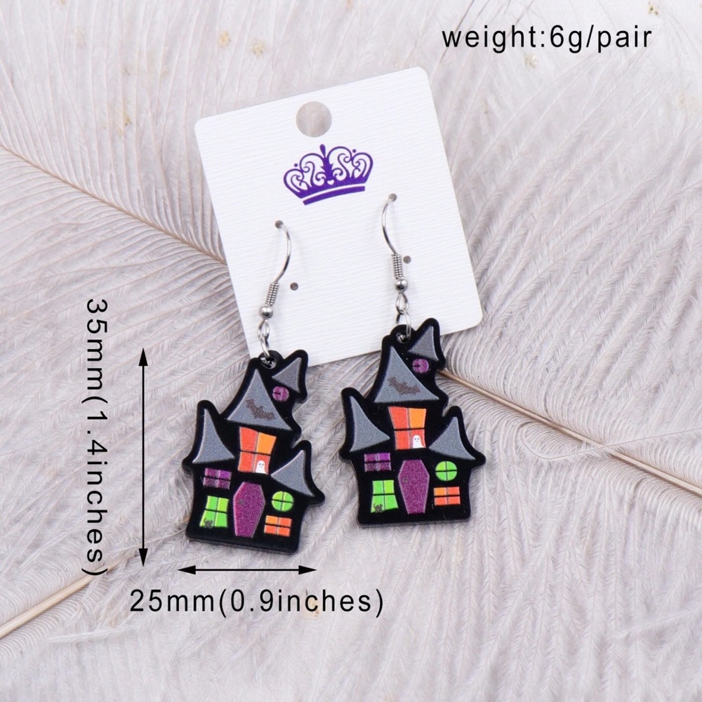 Haunted house earrings
